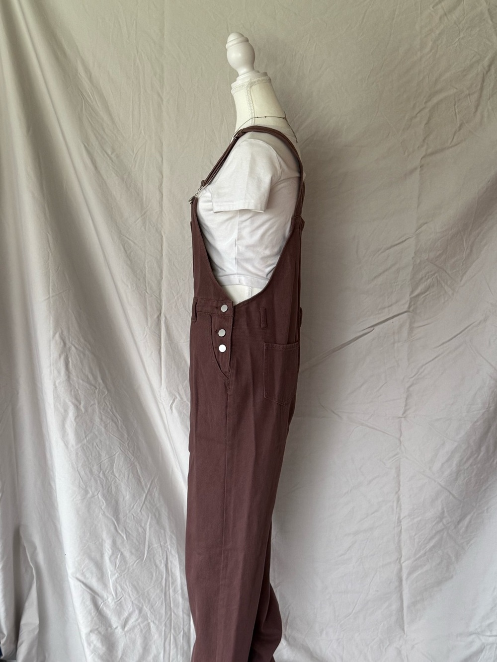 Dusty Rose Brown Wide Leg Overalls - Picture 5 of 9